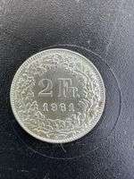 Münze 2 Franken 1961 Helvetia Silber guter Zustand