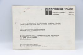 Matra Simca Bagheera 1976 Abgas Wartungsdokument