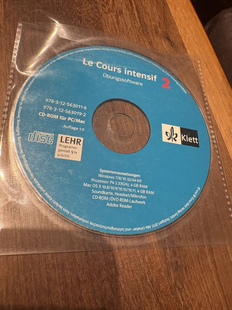 CD & DVD vergini: Le Cours Intensif 2 - Übungssoftware, Hörtexte Klett, CD-Rom – Usato da Beromünster venduto da msklef 4