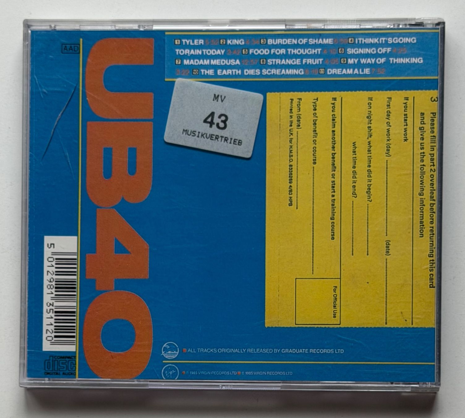 CD: UB40 / The UB40 File – Usato da Näfels venduto da rottabi 1