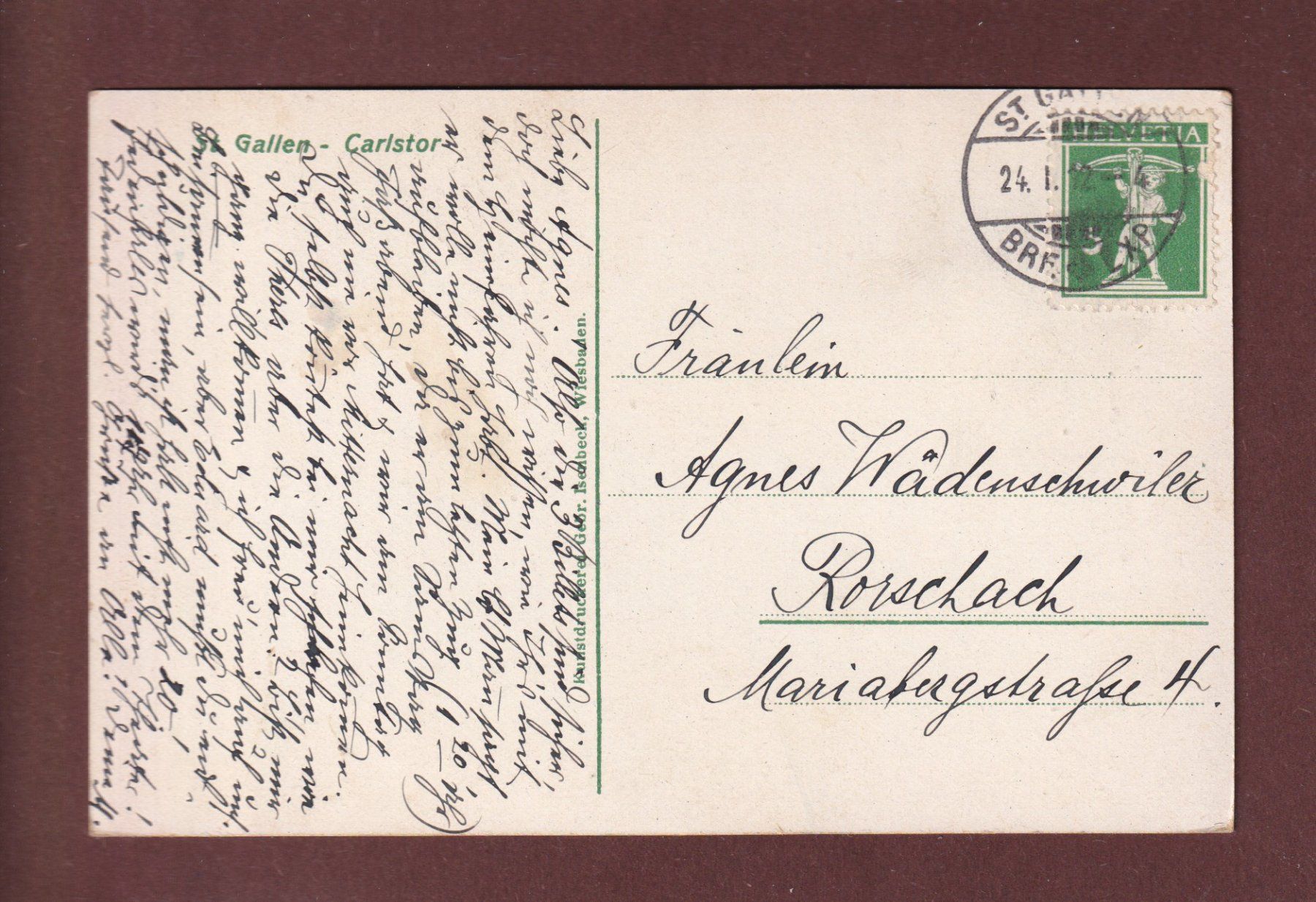 Ansichtskarten: ST. GALLEN - Karlstor - 1912 – Gebraucht aus Pully von nicecards 1