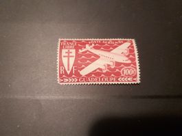 Timbre rare Avion Guadeloupe 100F - Poste Aérienne France!