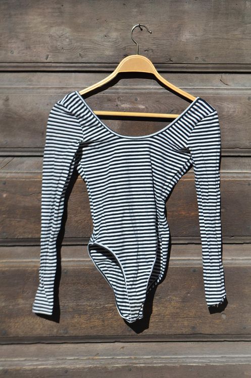 Gestreifter Body Langärmlig Rückenfrei American Apparel (Gebraucht) in ...
