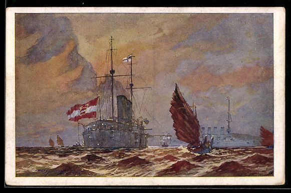 Cartoline postali: Harry Heusser: österr. Kriegsschiff S.M – Usato da Berlin venduto da bartko-reher