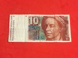 1 Alte CH Banknoten 10.- Fr. (Rot)  Nr: