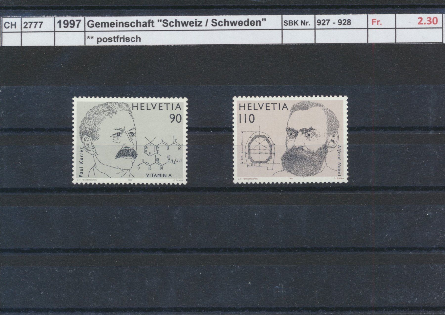 Alle Briefmarken: 1997 Gemeinschaft, "Schweiz / Schweden", ** postfrisch – Neu (gemäss Beschreibung) aus Winterthur von Zupogeru
