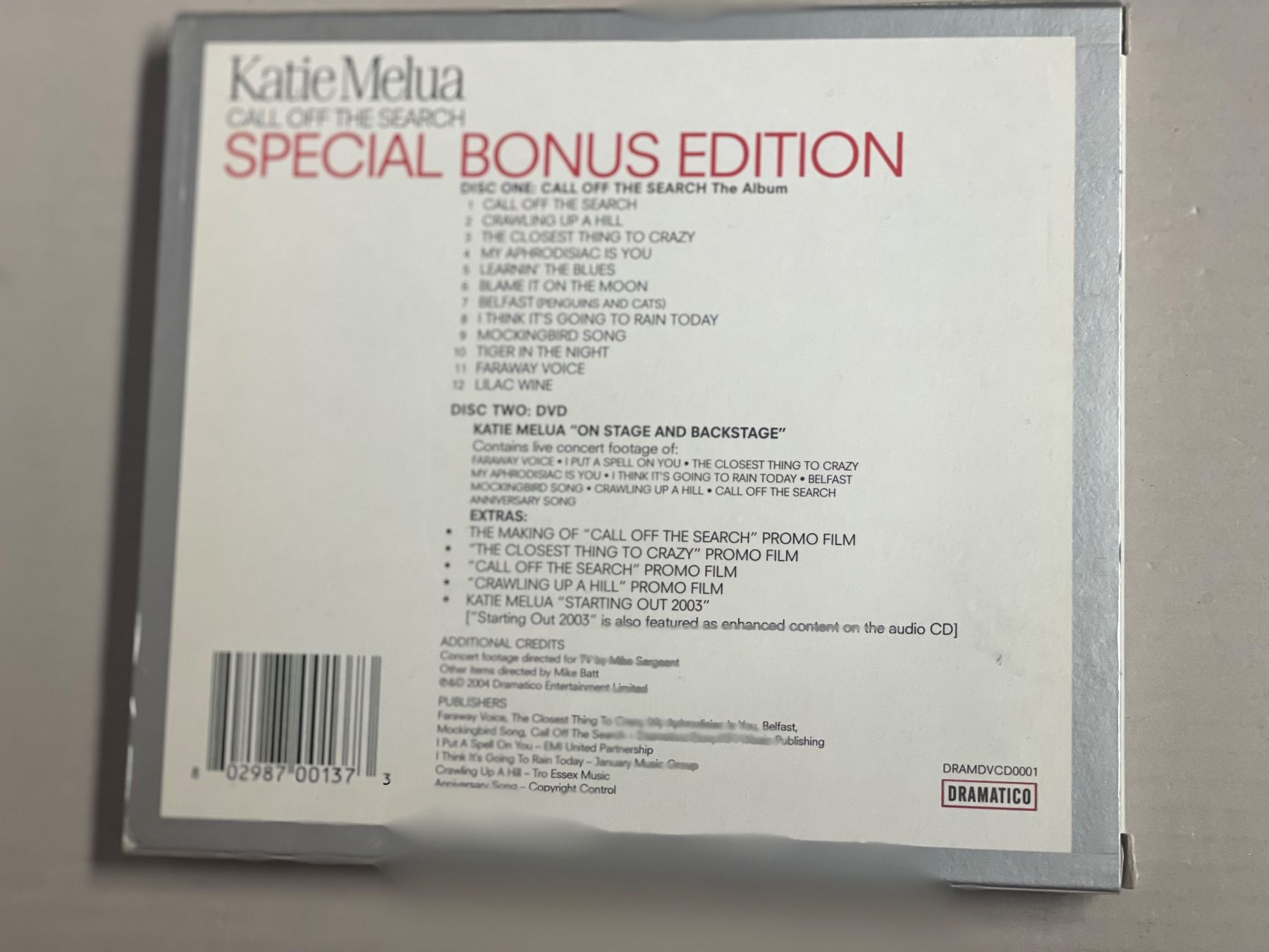CD: Katie Melua-Call Off The Search – Usato da Muri b. Bern venduto da AdidasCollector 1