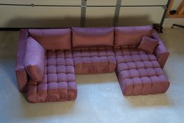 Eltap Design U-Sofa Schlaffunktion Altrosa/Mauve 340 x 175cm