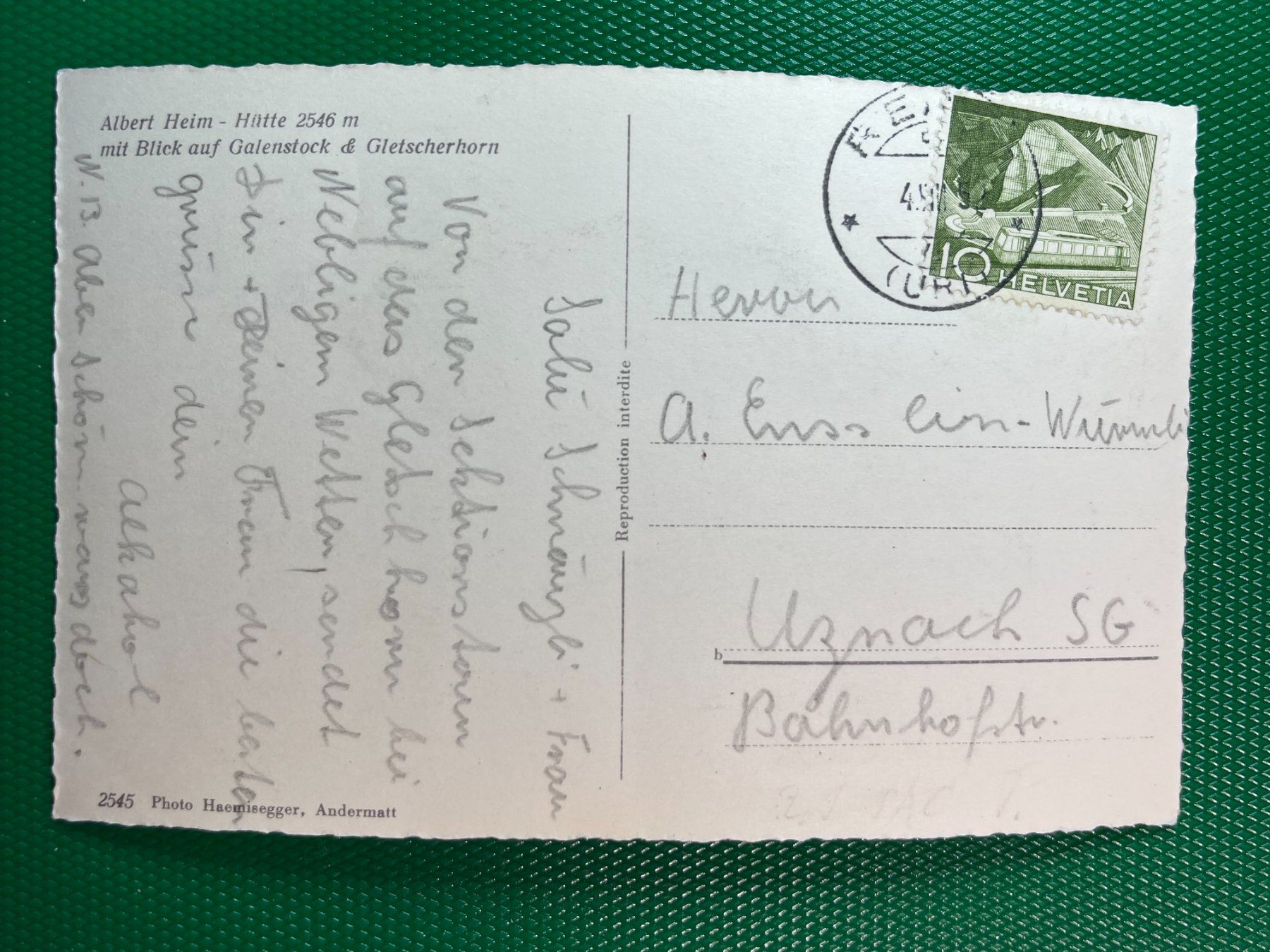 Cartoline postali: Albert-Heim-Hütte – Usato da Steg VS venduto da _vinci_ 1