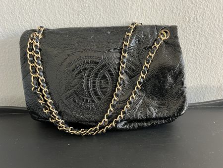 Chanel Lack Tasche Schwarz, Vintage Style!