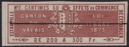 50 Cts. Fiskalmarke vom Kanton WALLIS