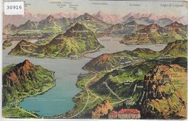 Panorama Lago di Lugano - Litho
