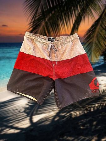 Quiksilver Volley Badeshorts grau-rot-navy, Herren S