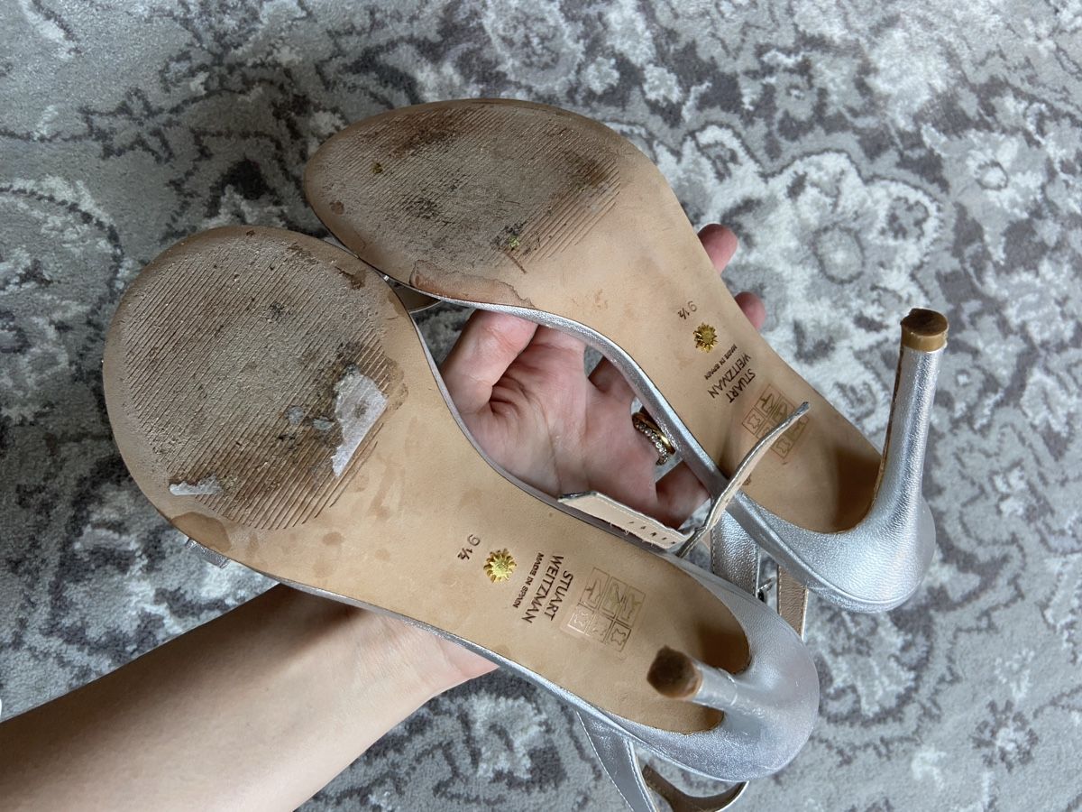 Stuart Weitzman Scarpe da donna: Stuart Weitzman Barelynude 100 Sandals Platinum Silver Heels – Usato da Münchenstein venduto da B771 8