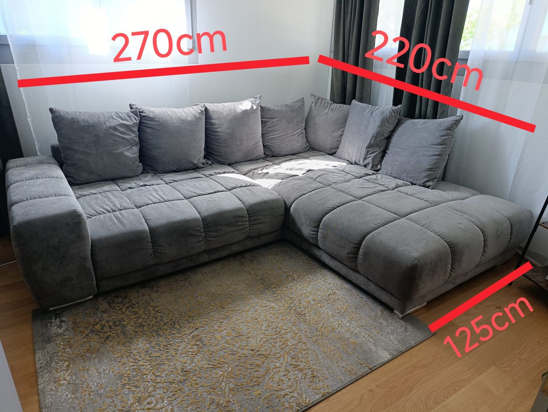 Divani: Ecksofa Grau mit Bettfunktion und Stauraum 270x220cm – Usato da Hedingen venduto da Maurice_Green 4