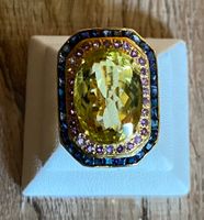 Lemonquarz, Amethyst + Saphir Ring 💎✨ Silber 925 vergoldet