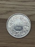 5 Franken Silbermünze, Jahrgang 1851