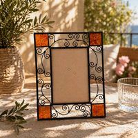 Cadre photo décoratif en métal et verre