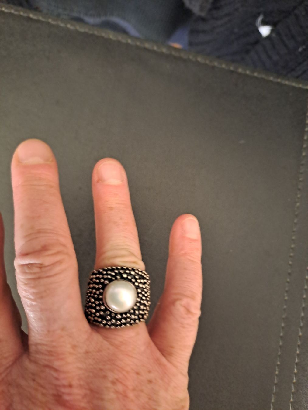 Bagues: Wunderschöner Silber Ring mit echter Perle, 925, Grösse: 57 – D'occasion à Belp par bea_2752