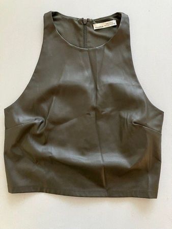 Haut court Pull&Bear similicuir Brun taille M