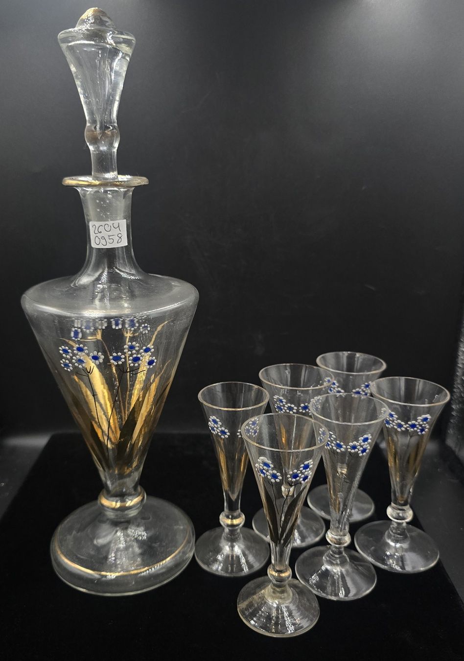 Karaffen: Vintage-Set Glaskaraffe mi Gläsern – Gebraucht aus Rorschacherberg von snOOpydOg11