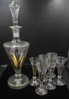 Vintage-Set Glaskaraffe mi Gläsern