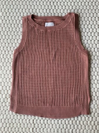 Leinen-Baumwolle-Mischung Stricktop rosa Grösse XS
