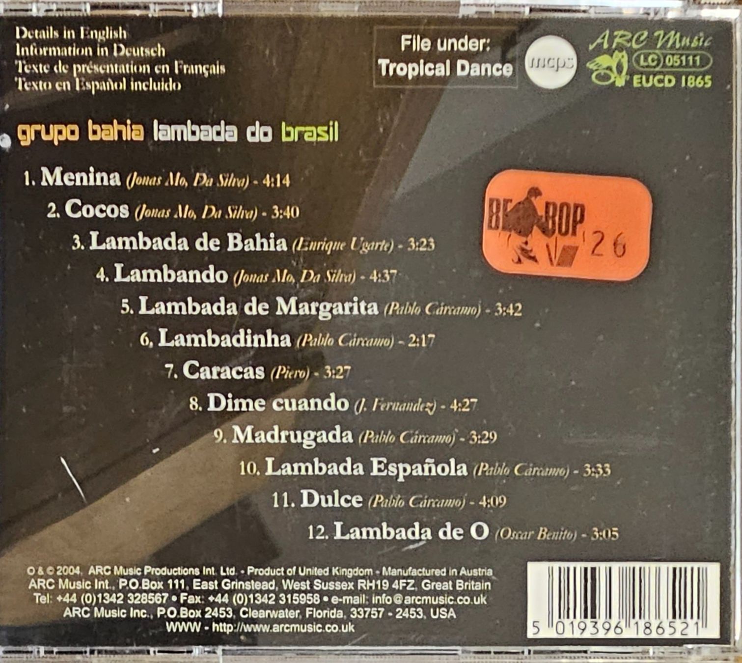CD: Grupo Bahia - Lambada Do Brasil – Usato da Wahlen b. Laufen venduto da Cg10 1