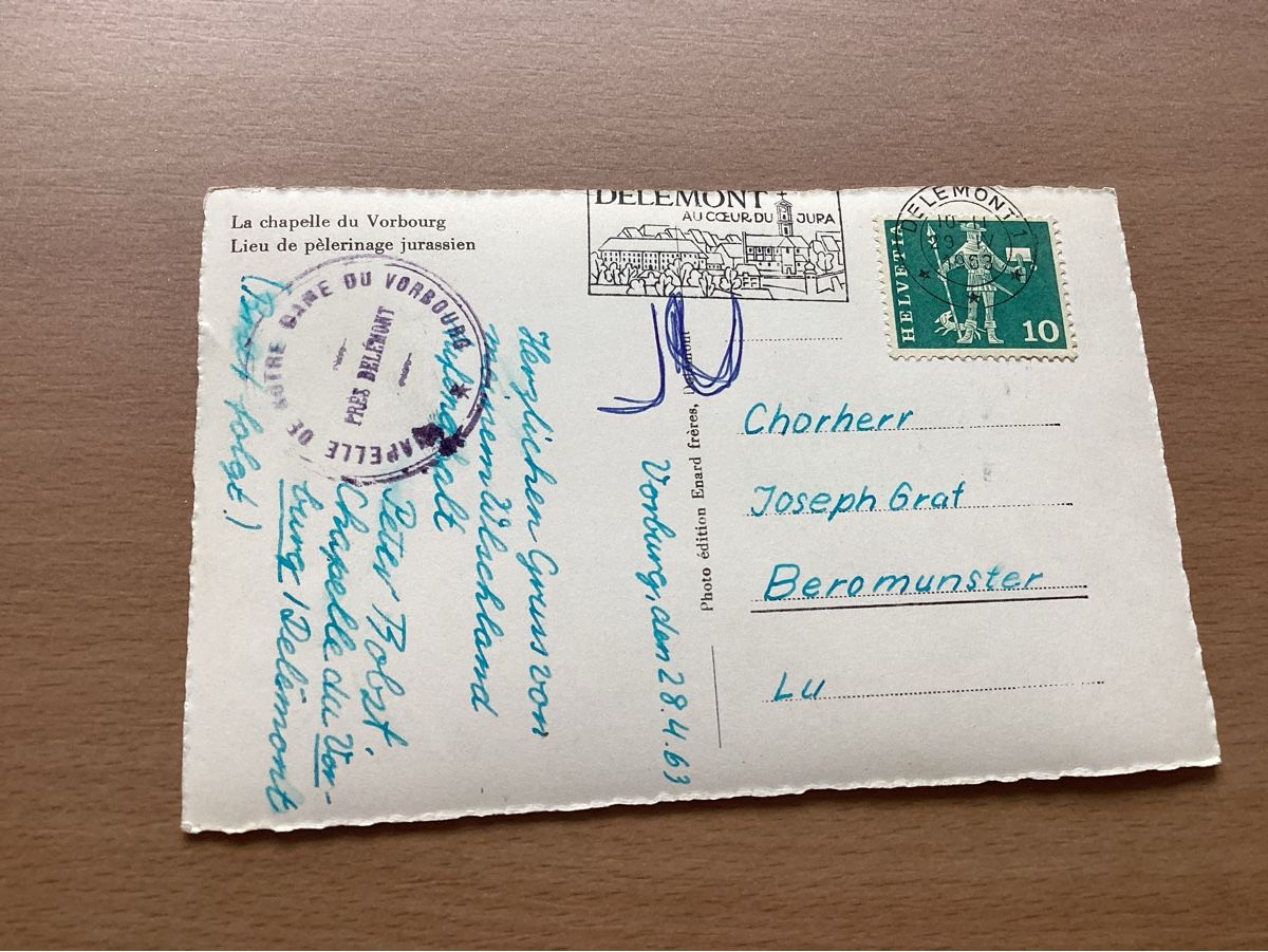Cartes postales: AK Delemont, La Chapelle du Vorbourg – D'occasion à Wassen UR par SABDOM 1
