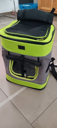 Transportrucksack für Haustiere, faltbar, grau/grün