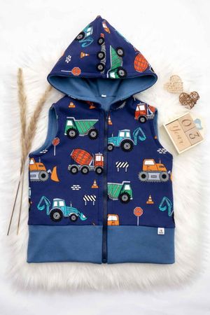 Gilet / Weste mit Baufahrzeug - Motiv Gr.98 - NEU