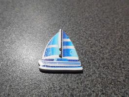 Knopf Segelschiff blau/weiss