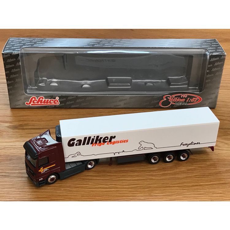 SCHUCO 1/87 21722 MB Actros Baukipper-Tandemhängerzug Allasck in OVP