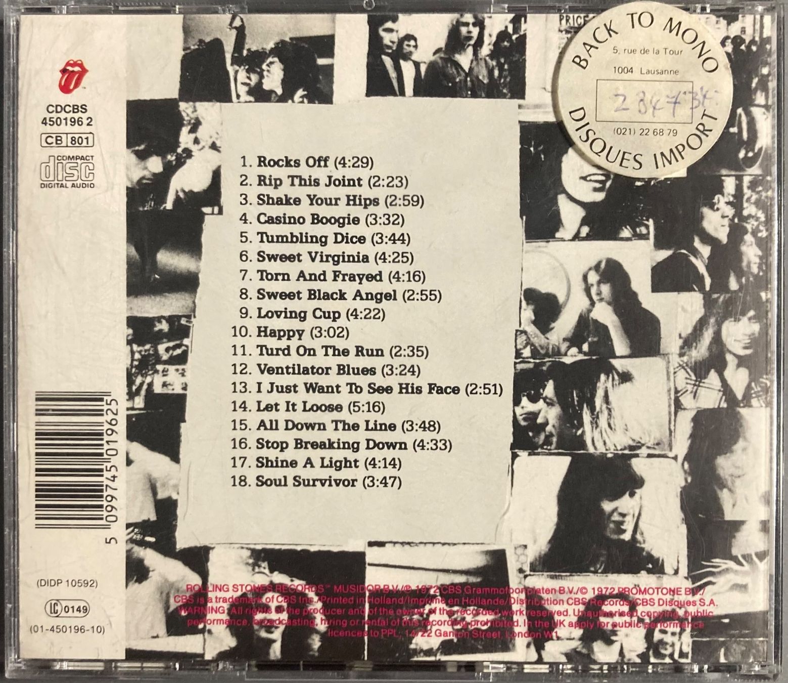 CD: THE ROLLING STONES - EXILE ON MAIN STREET – Usato da Poliez-Pittet venduto da Newtown-Records 1