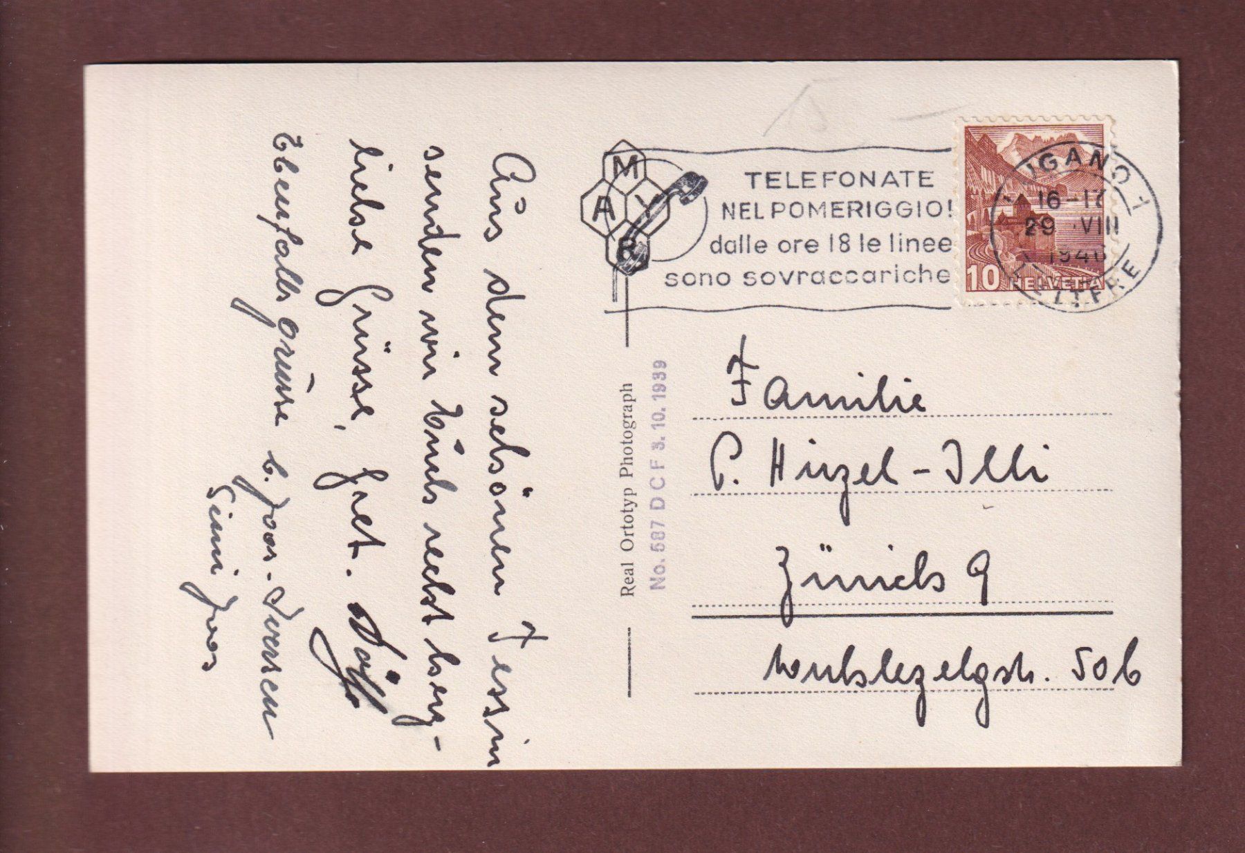 Ansichtskarten: LUGANO - San Salvatore - 1946 – Gebraucht aus Pully von nicecards 1