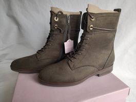 Pesaro Damenstiefel Gr.40 Olivgrün zum Schnüren Neu