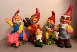 Lustige Selbstbemalte Gartenzwerg-Figuren, 5-teiliges Set