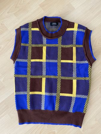 Check Pattern Knit Vest