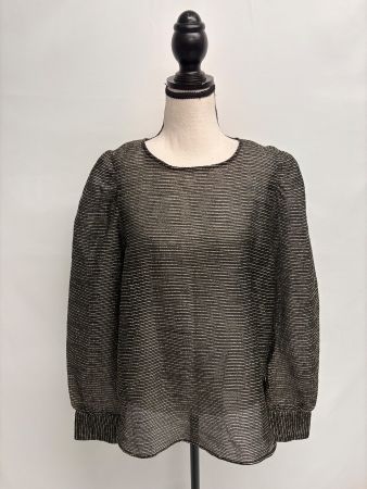 Mos Mosh Bluse L schwarz gold Lurex festlich transparent
