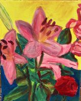 Gemälde Blumen Stillleben Acryl auf Leinwand original