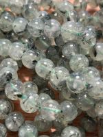 Strang echte Prehnite with black Tourmaline Perlen 8 mm