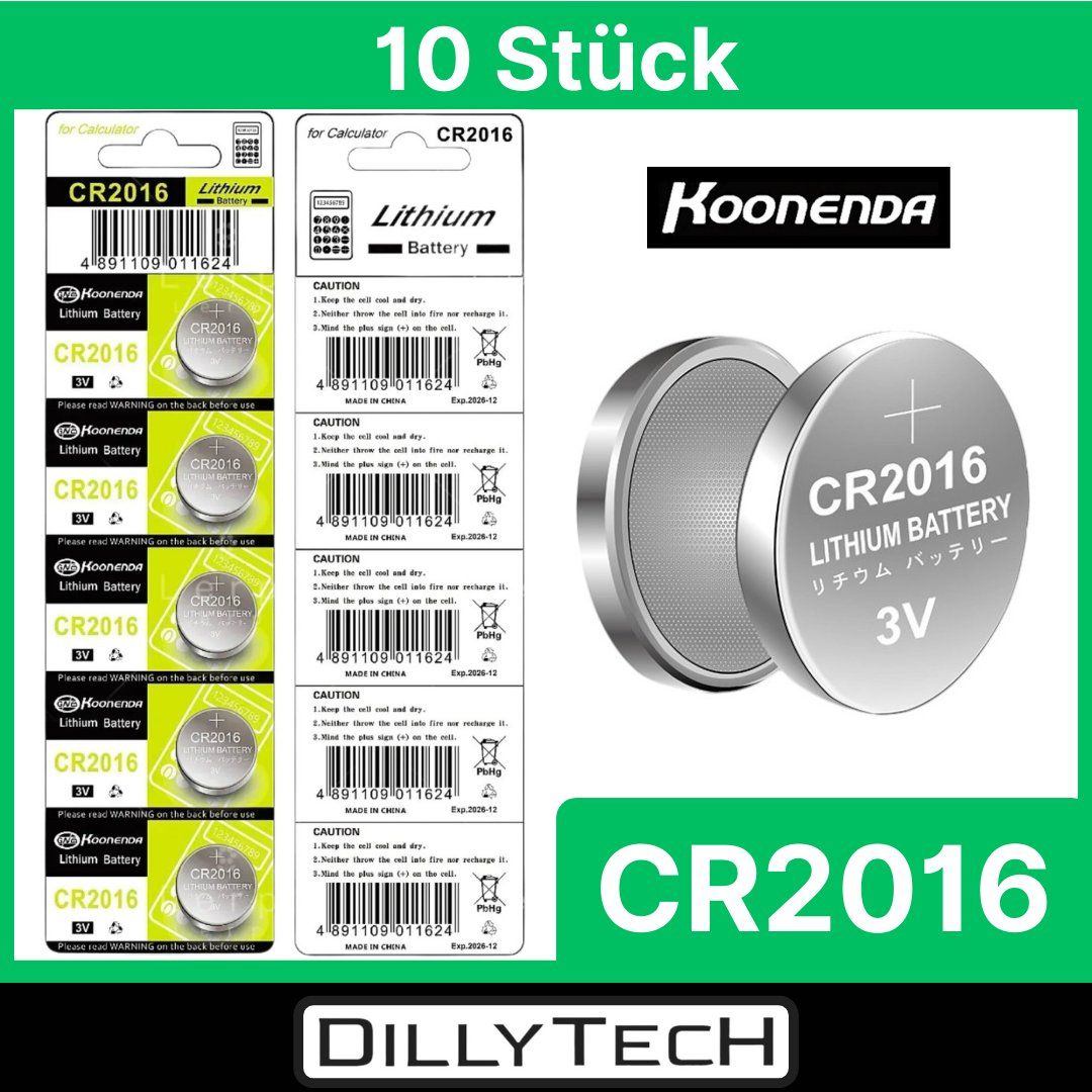 Caricatori & Batterie: Koonenda CR2016 Knopfzellenbatterie - 10 Stk – Nuovo e nell'imballaggio originale da Meilen venduto da DillyTecH