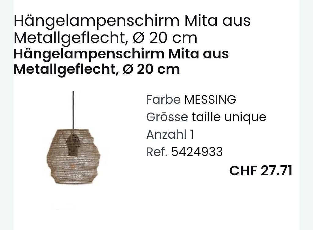 Paralumi: Hängelampenschirm aus Metallgeflecht – Usato da Bülach venduto da alexvilla71 4