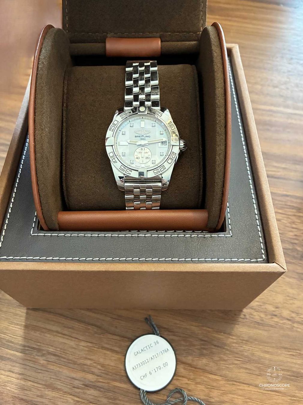 Breitling Orologi: Breitling Galactic ref. A3733012 factory set diamonds, full – Usato da Luzern venduto da ChronoScope6004 7
