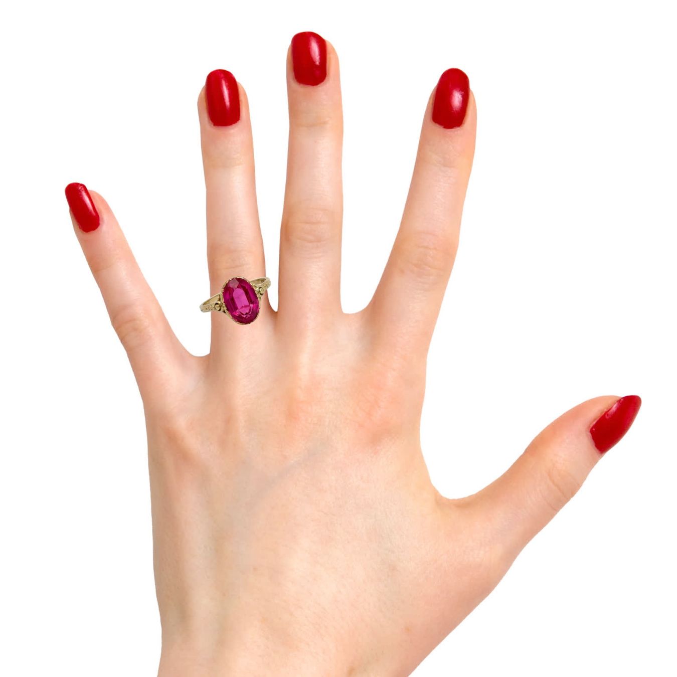 Anelli: Sale!Antik Gold Ring mit ca. 4.5ct. Synth Rubin – Usato da Embrach venduto da marufa 5