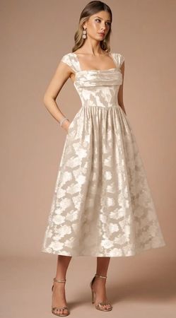 Azazie Kleid Creme Zivile Trauung Gr. EU 40