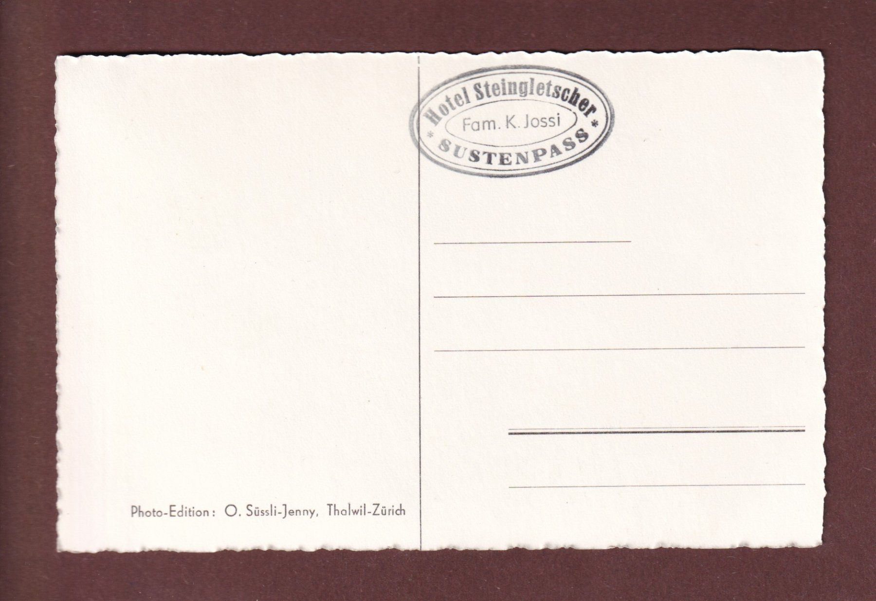 Cartoline postali: Sustenstrasse - Hotel STEINGLETSCHER - Sustenhörner – Usato da Pully venduto da nicecards-shop 1