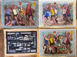 Paul Stöckli Malerei abstrakt und Sportszenen Kunst original