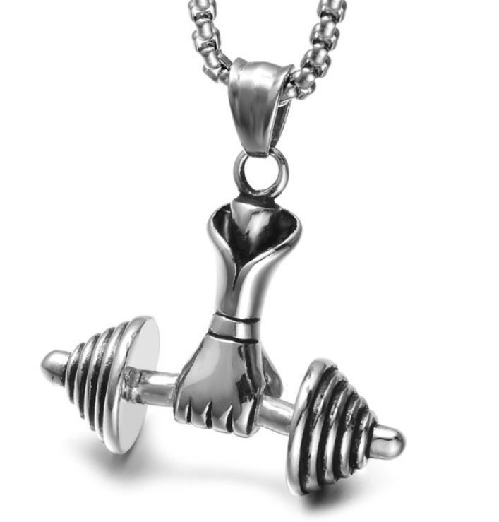 Catenine: Herren Halskette Hand an Hantel silbrig – Nuovo e nell'imballaggio originale da Winterthur venduto da trend-produkte 1