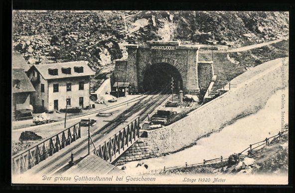 Cartoline postali: AK Goeschenen, Der grosse Gotthardtunnel – Usato da Berlin venduto da bartko-reher